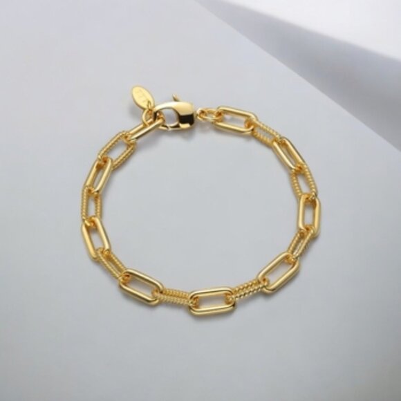 Paperclip Chain Link Minimalist Hypoallergenic Lobster Claw Bracelet - Picture 1 of 4